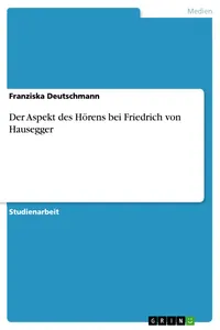 Der Aspekt des Hörens bei Friedrich von Hausegger_cover