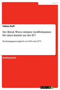 Der Brexit. Wieso stimmte Großbritannien für einen Austritt aus der EU?_cover