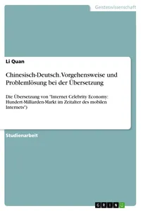 Chinesisch-Deutsch. Vorgehensweise und Problemlösung bei der Übersetzung_cover