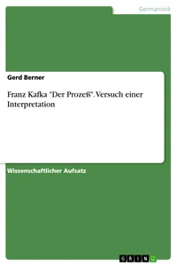 Franz Kafka "Der Prozeß". Versuch einer Interpretation_cover
