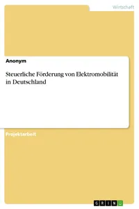 Steuerliche Förderung von Elektromobilität in Deutschland_cover