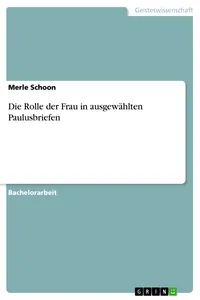 Die Rolle der Frau in ausgewählten Paulusbriefen_cover