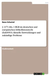 § 1371 Abs. 1 BGB im deutschen und europäischen Erbkollisionsrecht. Aktuelle Entwicklungen und zukünftige Probleme_cover