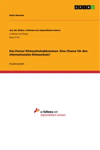 Das Pariser Klimaschutzabkommen. Eine Chance für den internationalen Klimaschutz?_cover