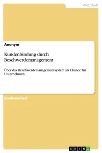 Kundenbindung durch Beschwerdemanagement_cover
