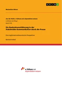 Die Bankenkonsolidierung in der Stakeholder-Kommunikation durch die Presse_cover