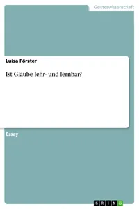 Ist Glaube lehr- und lernbar?_cover