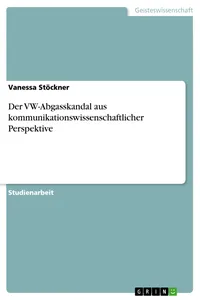 Der VW-Abgasskandal aus kommunikationswissenschaftlicher Perspektive_cover