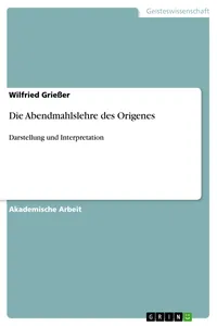 Die Abendmahlslehre des Origenes_cover