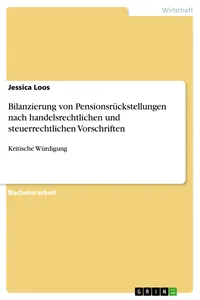 Bilanzierung von Pensionsrückstellungen nach handelsrechtlichen und steuerrechtlichen Vorschriften_cover