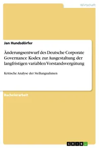 Änderungsentwurf des Deutsche Corporate Governance Kodex zur Ausgestaltung der langfristigen variablen Vorstandsvergütung_cover