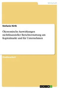 Ökonomische Auswirkungen nichtfinanzieller Berichterstattung am Kapitalmarkt und für Unternehmen_cover