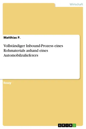 Vollständiger Inbound-Prozess eines Rohmaterials anhand eines Automobilzulieferers