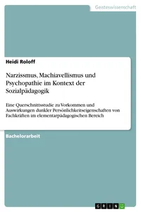 Narzissmus, Machiavellismus und Psychopathie im Kontext der Sozialpädagogik_cover