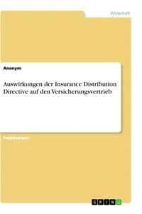 Auswirkungen der Insurance Distribution Directive auf den Versicherungsvertrieb_cover