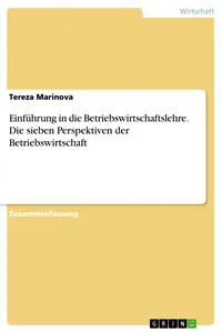 Einführung in die Betriebswirtschaftslehre. Die sieben Perspektiven der Betriebswirtschaft_cover