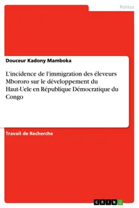 L'incidence de l'immigration des éleveurs Mbororo sur le développement du Haut-Uele en République Démocratique du Congo_cover