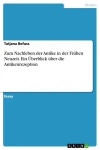 Zum Nachleben der Antike in der Frühen Neuzeit. Ein Überblick über die Antikenrezeption_cover