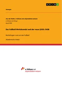 Der Fußball-Wettskandal und der neue §265c StGB_cover
