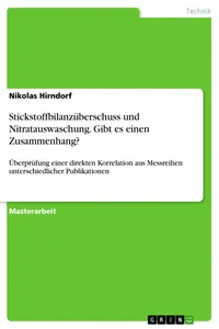 Stickstoffbilanzüberschuss und Nitratauswaschung. Gibt es einen Zusammenhang?_cover