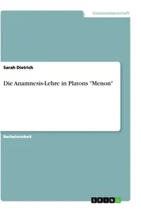 Die Anamnesis-Lehre in Platons "Menon"_cover