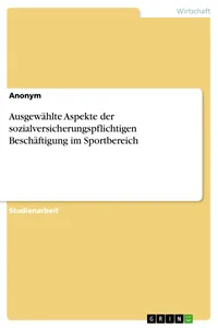 Ausgewählte Aspekte der sozialversicherungspflichtigen Beschäftigung im Sportbereich_cover