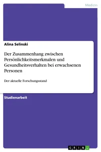 Der Zusammenhang zwischen Persönlichkeitsmerkmalen und Gesundheitsverhalten bei erwachsenen Personen_cover