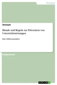 Rituale und Regeln zur Prävention von Unterrichtsstörungen_cover