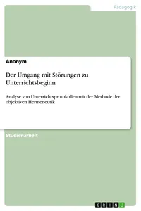 Der Umgang mit Störungen zu Unterrichtsbeginn_cover