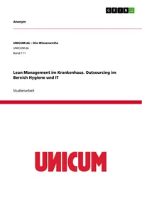 Lean Management im Krankenhaus. Outsourcing im Bereich Hygiene und IT_cover