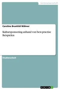 Kultursponsoring anhand von best-practise Beispielen_cover