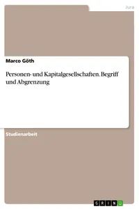 Personen- und Kapitalgesellschaften. Begriff und Abgrenzung_cover