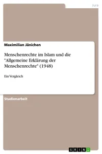Menschenrechte im Islam und die "Allgemeine Erklärung der Menschenrechte_cover