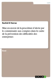 Mise en œuvre de la procédure d’alerte par le commissaire aux comptes dans le cadre de la prévention des difficultés des entreprises_cover