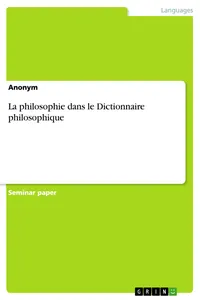 La philosophie dans le Dictionnaire philosophique_cover