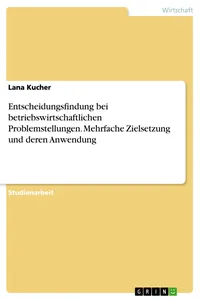 Entscheidungsfindung bei betriebswirtschaftlichen Problemstellungen. Mehrfache Zielsetzung und deren Anwendung_cover