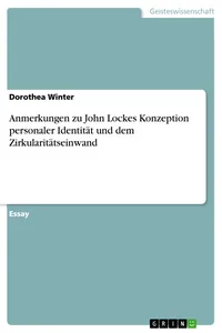 Anmerkungen zu John Lockes Konzeption personaler Identität und dem Zirkularitätseinwand_cover