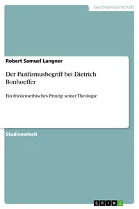 Der Pazifismusbegriff bei Dietrich Bonhoeffer_cover