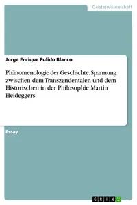 Phänomenologie der Geschichte. Spannung zwischen dem Transzendentalen und dem Historischen in der Philosophie Martin Heideggers_cover