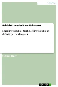 Sociolinguistique, politique linguistique et didactique des langues_cover