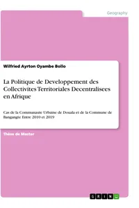 La Politique de Developpement des Collectivites Territoriales Decentralisees en Afrique_cover