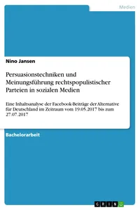 Persuasionstechniken und Meinungsführung rechtspopulistischer Parteien in sozialen Medien_cover