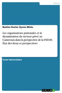 Les organisations patronales et la dynamisation du secteur privé au Cameroun dans la perspective de la SND30. État des lieux et perspectives_cover
