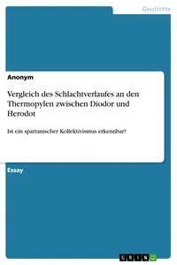 Vergleich des Schlachtverlaufes an den Thermopylen zwischen Diodor und Herodot_cover
