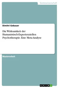 Die Wirksamkeit der Humanistisch-Experienziellen Psychotherapie. Eine Meta-Analyse_cover