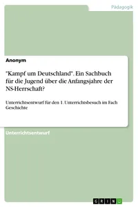 "Kampf um Deutschland". Ein Sachbuch für die Jugend über die Anfangsjahre der NS-Herrschaft?_cover