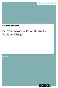 Der "Theaitetos" von Platon. Was ist der Ertrag des Dialogs?_cover