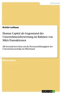 Human Capital als Gegenstand der Unternehmensbewertung im Rahmen von M&A-Transaktionen_cover