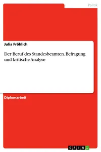 Der Beruf des Standesbeamten. Befragung und kritische Analyse_cover