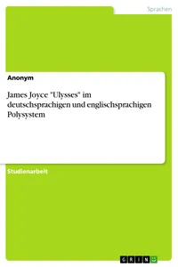 James Joyce "Ulysses" im deutschsprachigen und englischsprachigen Polysystem_cover